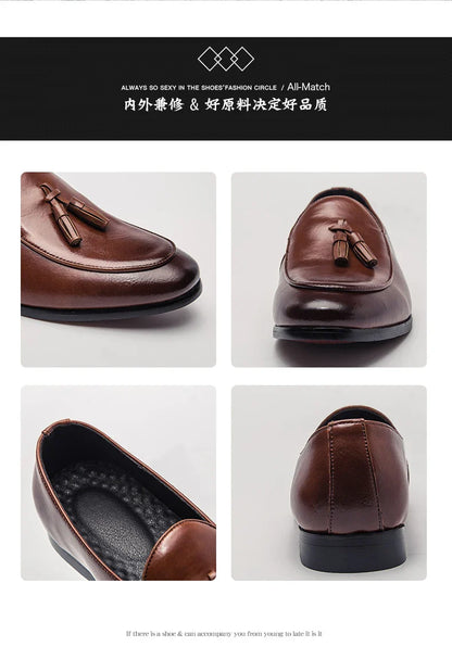 Fashion Tassel Formal Shoes 2025 New Classic Men Business Shoes Italy Luxury Moccasins Prom Men Casual Loafers Party Flats