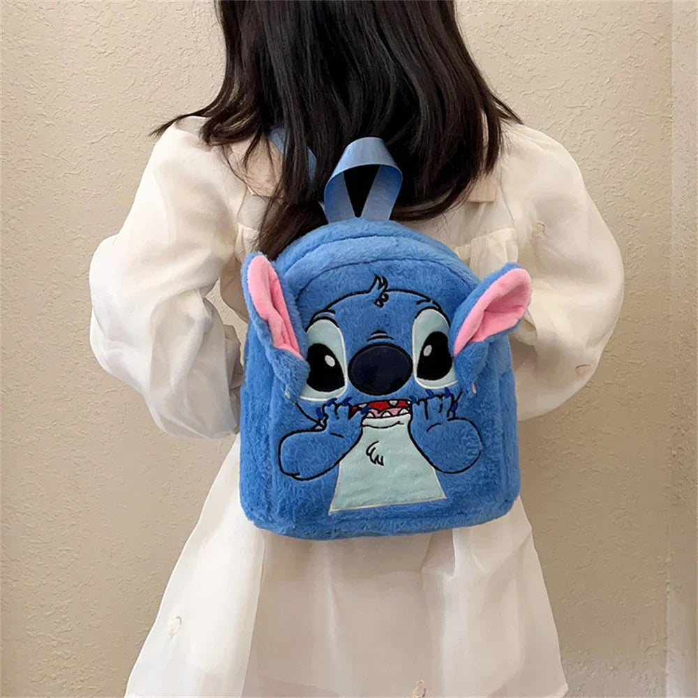 New Plush Backpack Ins Japanese Blue Stitch Funny Cartoon Large-Capacity Student Backpack Kindergarten Bag Child Gift