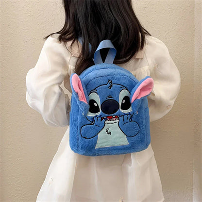 New Plush Backpack Ins Japanese Blue Stitch Funny Cartoon Large-Capacity Student Backpack Kindergarten Bag Child Gift