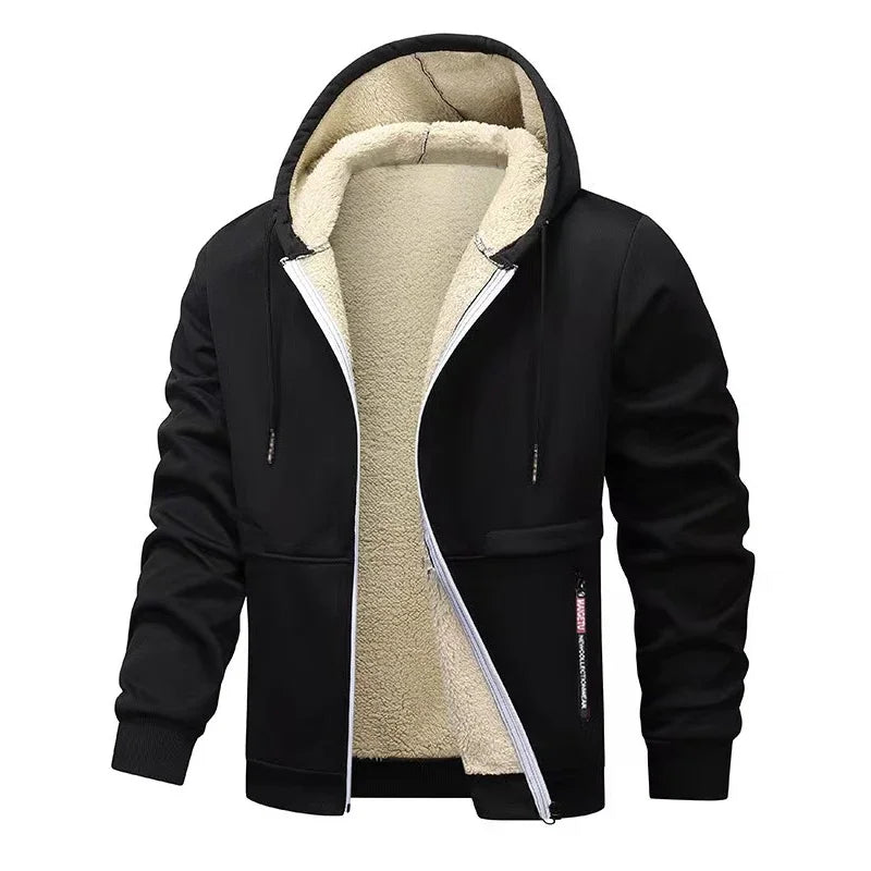 Animal Game Mens Casual Hooded for Men Fleece Sweatshirt Thick Sherpa Lined Hoodies Zipper Jacket Thick Heavyweight Sweatshirts