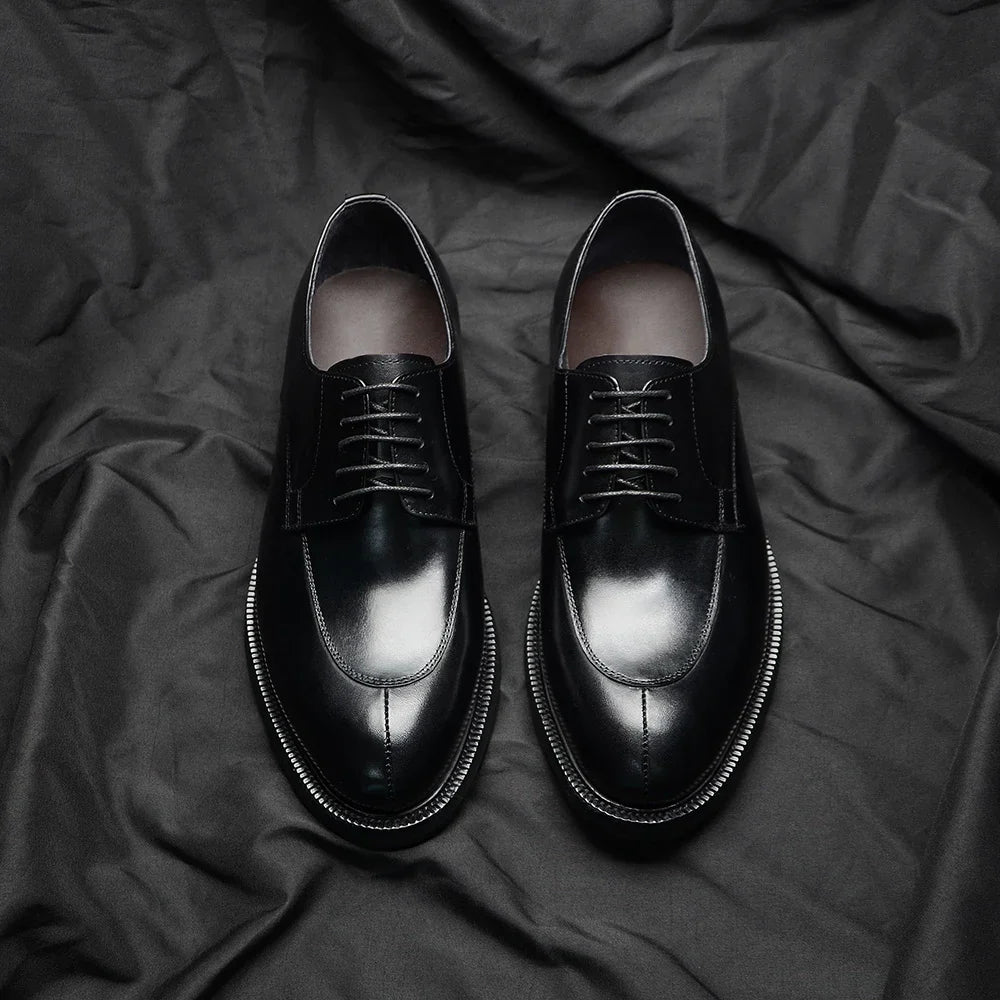 Luxury Handmade Wedding Party Men's Dress Shoes Cow Genuine Leather Lace-up Oxfords Derby Formal Business Social Male Footwear