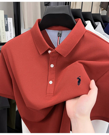 Luxury brand short sleeve men polo shirt summer ice silk breathable high-end pony embroidery design casual business Paul T-shirt