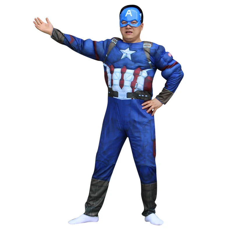 Avengers Superhero Cosplay Costume Captain America Adult Muscle Tank Top Set Carnival Party Outfit