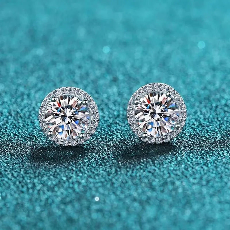 Moissanite Stud Earrings for Women S925 Sterling Silver White Gold Plated Diamond Earring Ear Studs Wedding Fine Jewelry