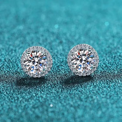 Moissanite Stud Earrings for Women S925 Sterling Silver White Gold Plated Diamond Earring Ear Studs Wedding Fine Jewelry
