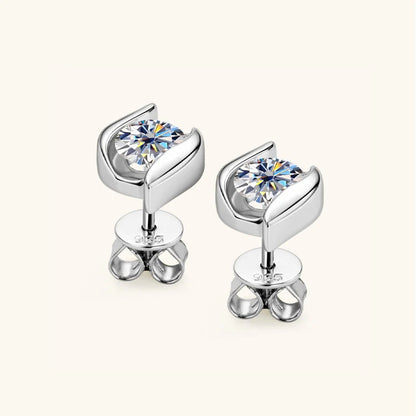 Sterling Silver 925 Real Moissanite Jewelry Set for Women 2.0ctw D Color Lab Diamond Stud Earrings Pendant Necklace Sets Gift