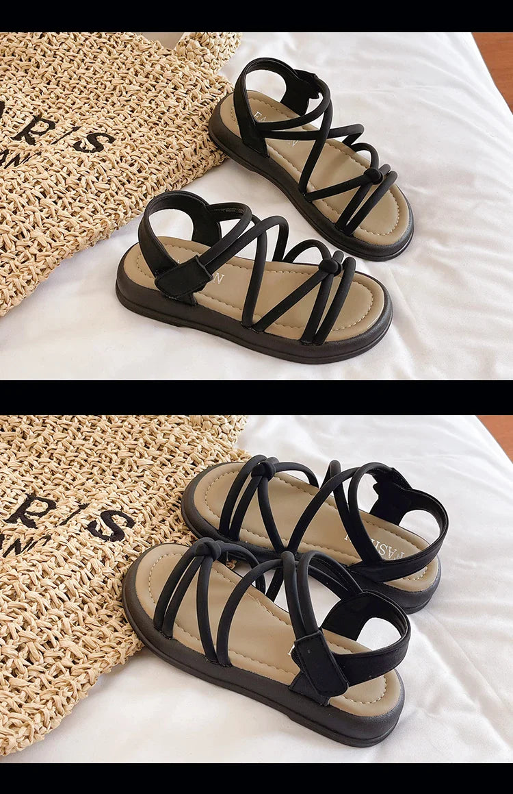 Girls Sandals Kids Sandals for Girls 2024 Summer Brand Children Beach Shoes Princess Sweet Gladiator Sandals Open Toes Anti-skid