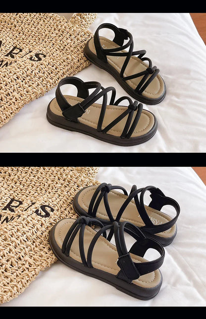 Girls Sandals Kids Sandals for Girls 2024 Summer Brand Children Beach Shoes Princess Sweet Gladiator Sandals Open Toes Anti-skid