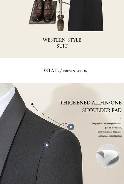 Men's suit black collar formal dress wedding three-piece suit orthodox suit vest pants