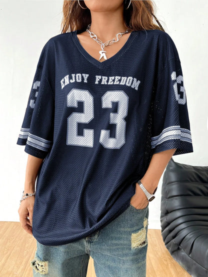 Women Los Angeles jerseys Coolane Summer Drop Shoulder Oversized Football Jersey Tee With Letter Print Couple Same Style