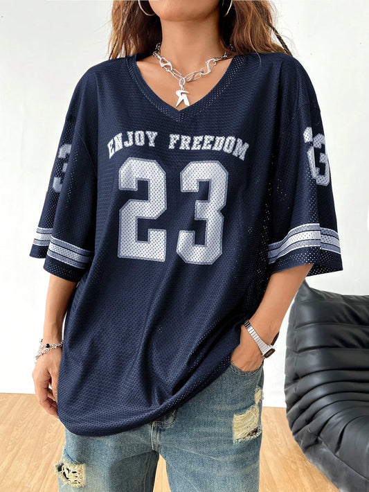Women Los Angeles jerseys Coolane Summer Drop Shoulder Oversized Football Jersey Tee With Letter Print Couple Same Style