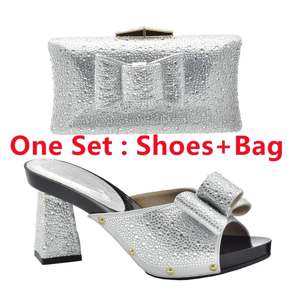 Shoe and Bag Set African Sets 2026 Fashion Gold Color Ladies Matching Shoe and Bag Set for Women Italian Ladies Shoe and Bag Set