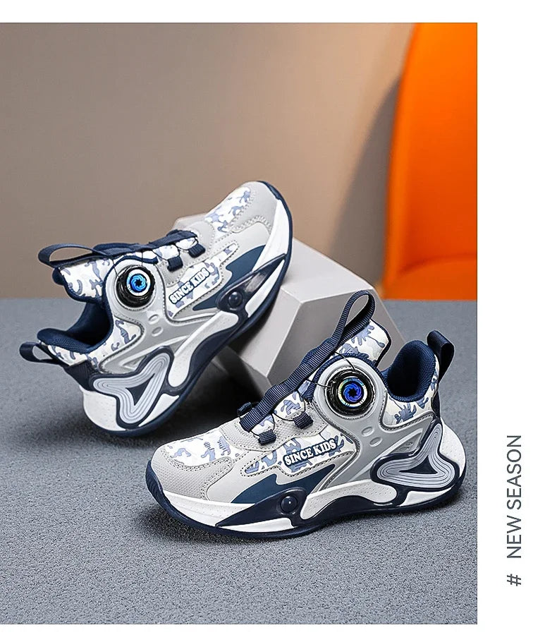 Children Basketball Shoes Swivel Button Boys Fashion Sneakers Girls School Sport Shoes Kids Casual Trainers Outdoor Shoes