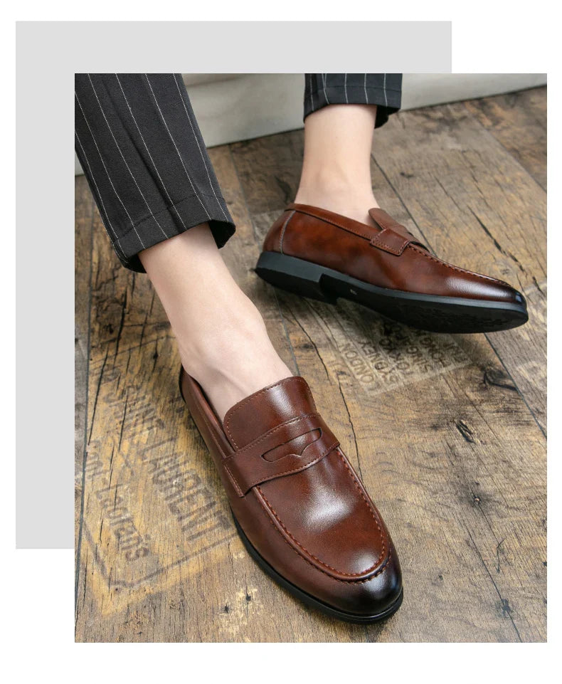 Classic Casual Business Shoes Men Formal Social Wedding Leather Shoes Men Slip On Office Leather Loafers Men's Dress Shoes