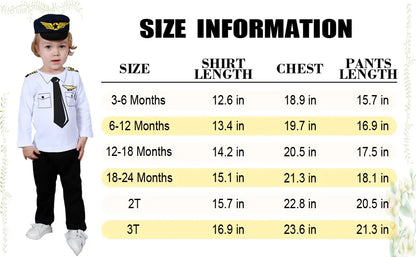 Boys Pilot Costumes Baby Firefighter Clothing Infant Police Cosplay Party Outfits Set Long Pants with Hat Halloween Costume
