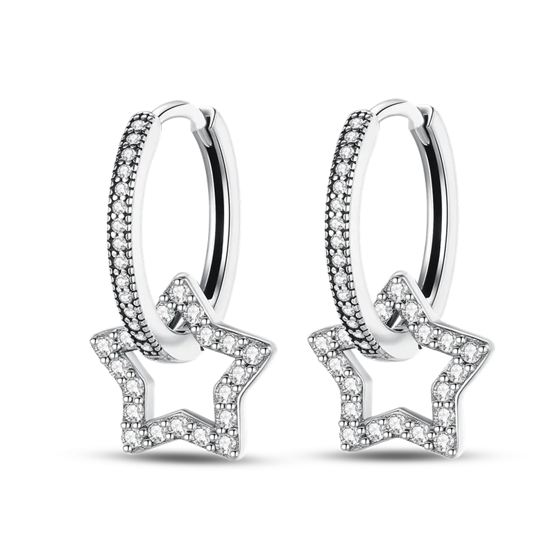 925 Silver Charms Plata De Ley 925 Jewelry Women Fashion Cute Tiny Clear Crystal CZ Stud Earrings Star Starfish Dolphin Earrings