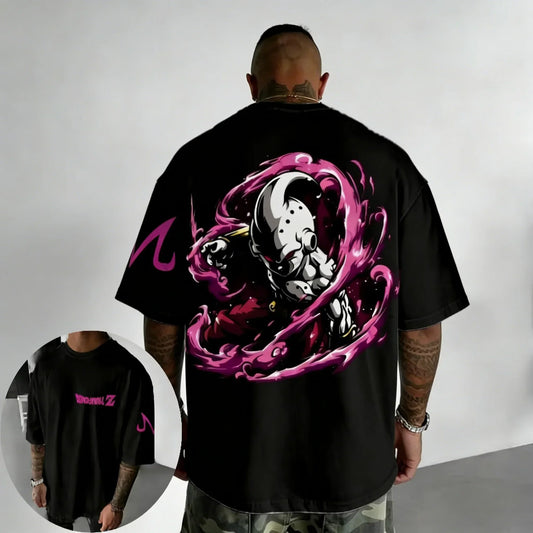 Oversized Cotton T-shirt Summer New Majin Buu Printed Men's and Women's Street Hip Hop Loose Casual Top