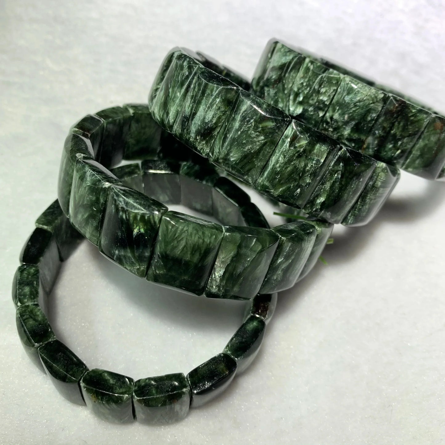 Russian Seraphinite (Clinochlore) Beads Elastic Bracelet Natural Gemstone Jewelry Bangle for Women for Men for Gift Wholesale !