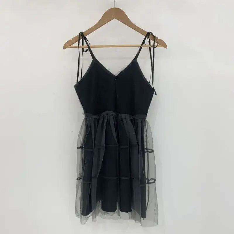 Y2k Black Mesh Women's Ball Gown Dresses 2025 New Sleeveless Strapless V-neck Party Sexy Mini Dress for Womens