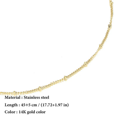 Stainless Steel Chain Necklace for Women Gold Color Thin Choker Bead Chain Necklace Jewelry Wholesale Dropshipping
