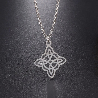 Witchcraft Witch Knot Necklace Irish Trinity Knot Triple Spiral Pendant Stainless Steel Ankh Cross Pentagram Amulet Jewelry