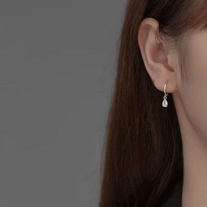 925 Sterling Silver Sweet Water Drop Zircon Huggies Pendant Earrings for Women Fashion Wedding Party Hoop Charm Jewelry