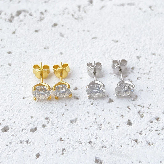 0.2-2CT Yellow Gold Color Moissanite Stud Earrings for Women Sparkling Classic Wedding Lab Diamond 925 Silver Earring