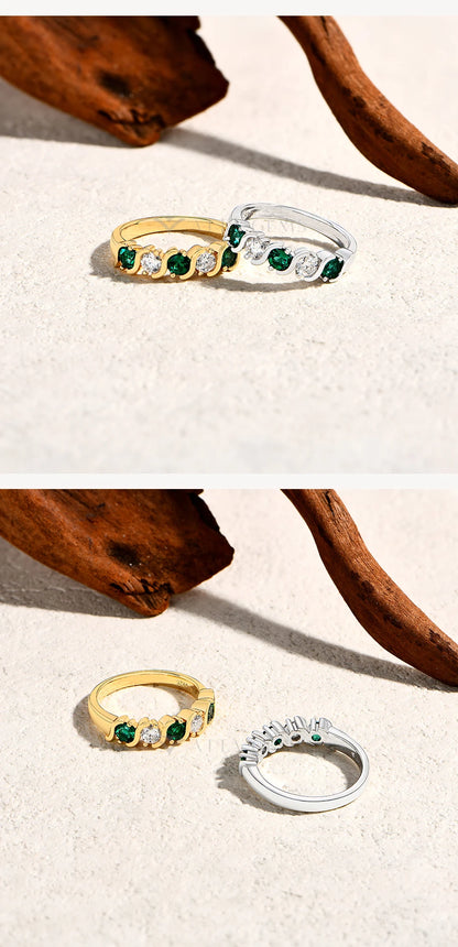 Light Luxury Lab Emerald Moissanite Rings Fashion Women Rings 925 Sterling Silver Ring Party Hot Statement Jewelry Gift