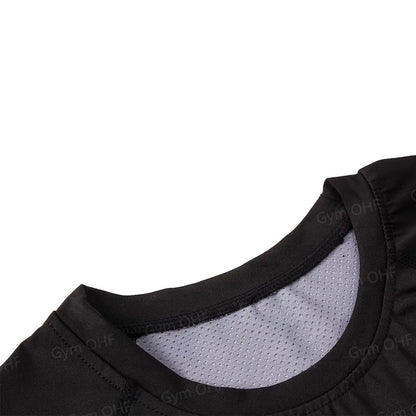 Funny Face 2 in 1 Shorts T Shirt Suits Men's Fitness Breathable Second Skin Compression Shirts Sets Gym Double Deck Shorts