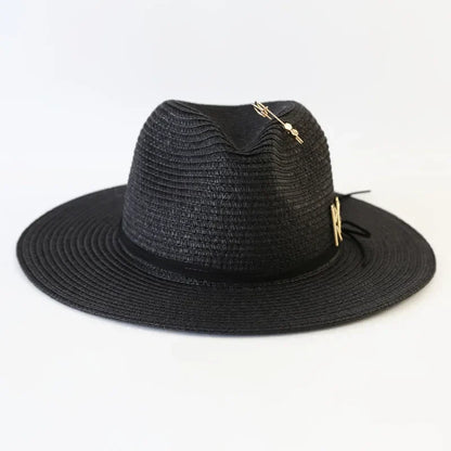 Big Size  Summer Sun Hats Ladies Fashion Girl Beach Straw  Hat Luxury Grass Jazz Top Panama Hat Womens 60cm Large Head