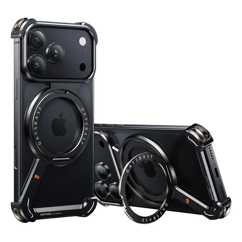 Phone Case for iPhone 17 Pro/Pro Max/17/Air with 360° Rotatable Stand Metal Frameless Magsafe Protective Shockproof