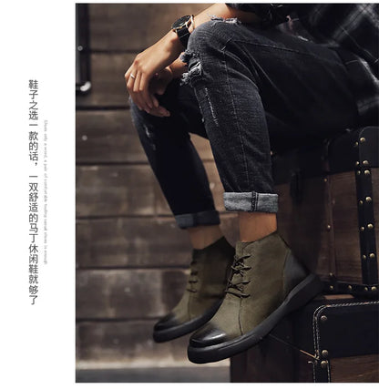 Men's Chelsea Cotton Boots Winter Men's Genuine Leather Shoes High Top Men Plush Sapato Social Masculino Zapatos Para Hombres