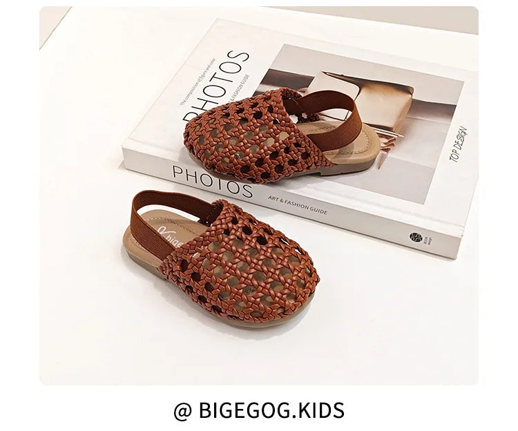 Traditional Woven Sandals Young Child in Summer 2026 New Child Flat Shoe Retro Baby Walking Shoe Girls Casual Sandals Baby Shoes