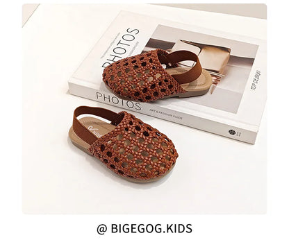 Traditional Woven Sandals Young Child in Summer 2026 New Child Flat Shoe Retro Baby Walking Shoe Girls Casual Sandals Baby Shoes