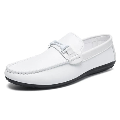Trend White Loafers Man Big Size 46 Breathable Lightweight Men's Leather Shoes Comfortable Casual Shoes Men Driving Shoes