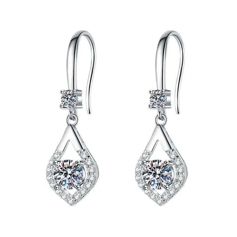 Each 0.5CT D Color Genuine Moissanite Drop Earrings for Women Water Drop Luxury Wedding Jewelry 925 Sterling Silver