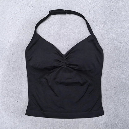 New Seamless Yoga Set Women Gym Clothing Scrunch Bum Legging Padded Tank Top Workout Outfits Fitness Sportswear Suits