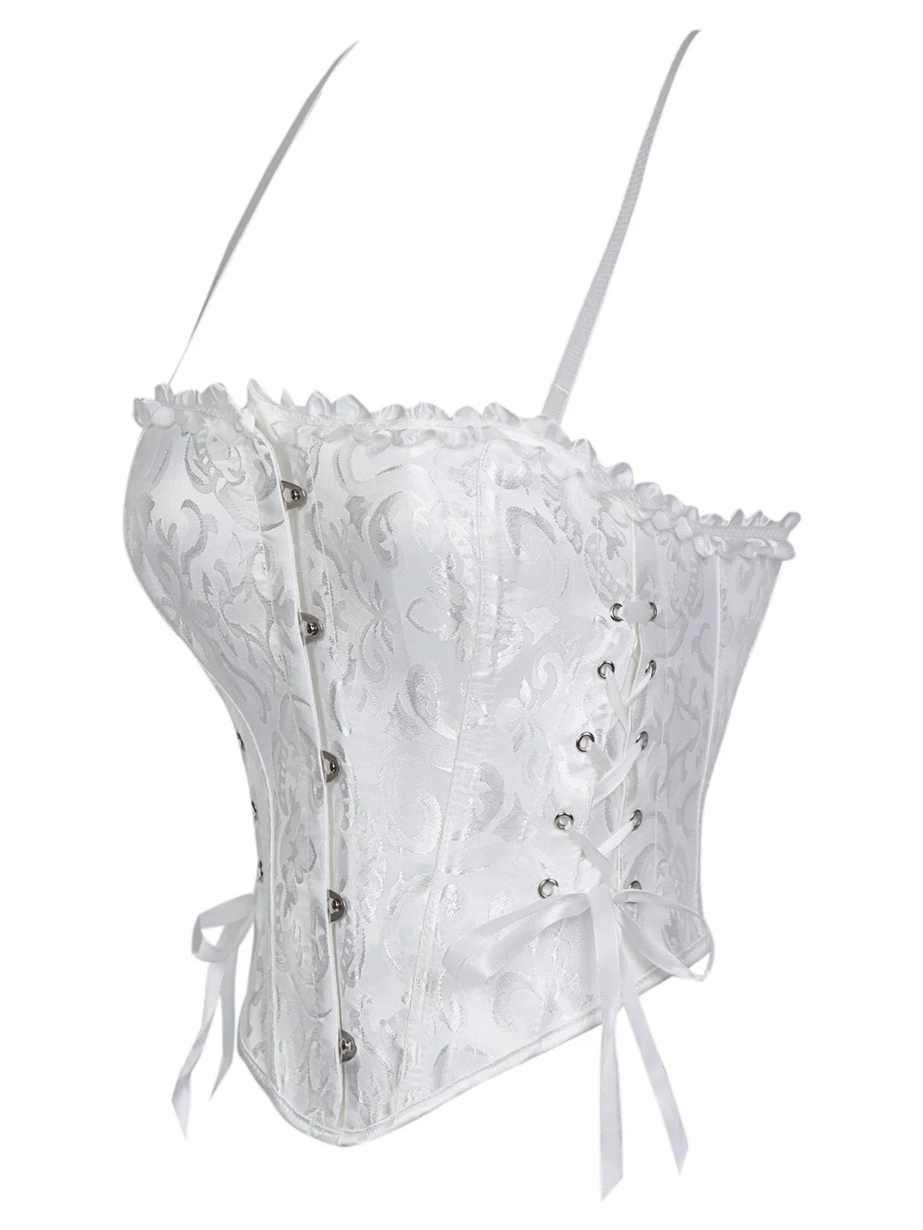 Double halter lace-trimmed corset for ladies a court shaping top