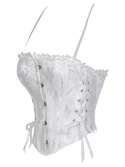 Double halter lace-trimmed corset for ladies a court shaping top