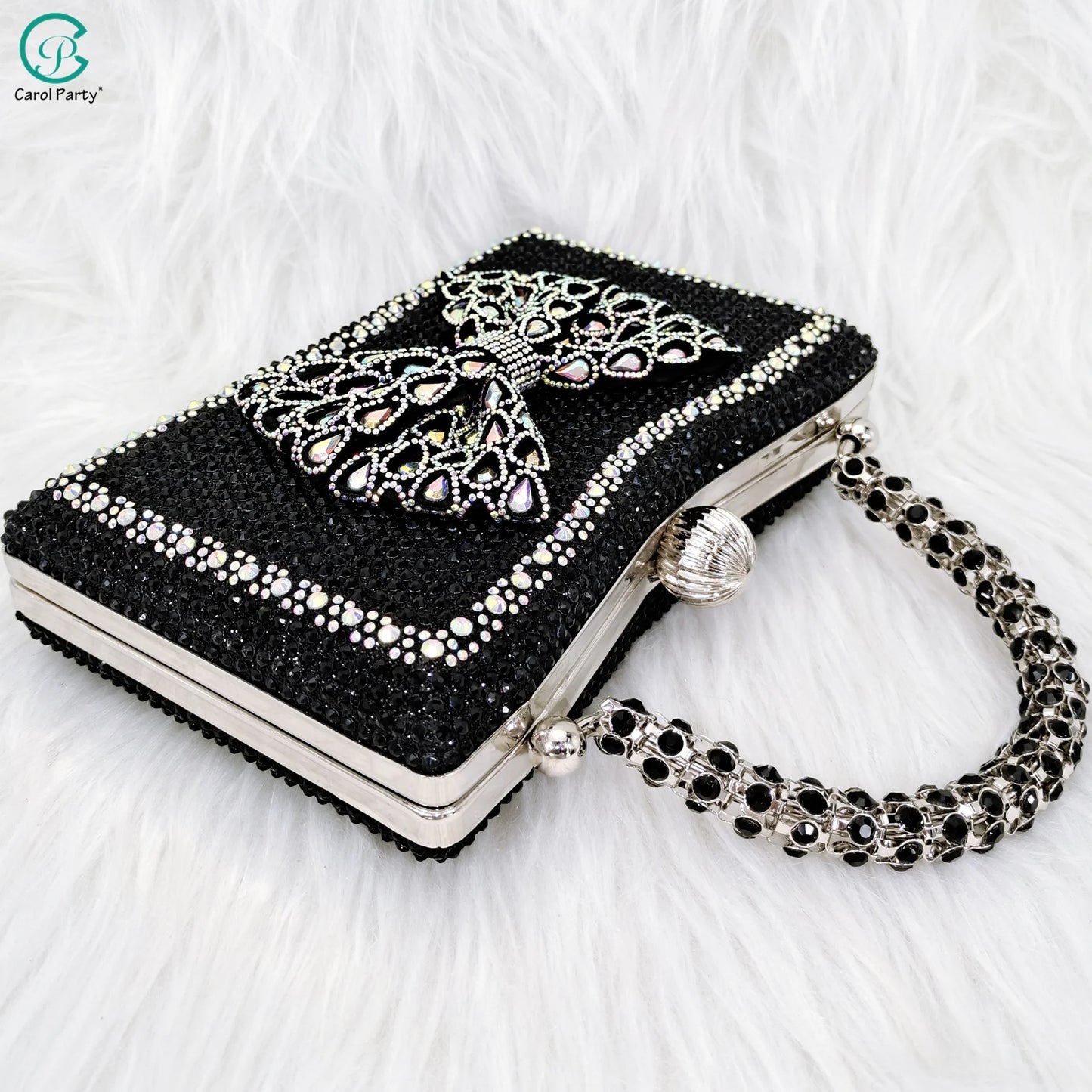 Butterfly-knot Princess Style! Nigerian Ladies Rhinestone-Encrusted Bag & Wear-Resistant and Comfortable Pointed-Toe High Heel