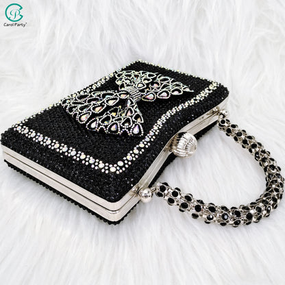 Butterfly-knot Princess Style! Nigerian Ladies Rhinestone-Encrusted Bag & Wear-Resistant and Comfortable Pointed-Toe High Heel