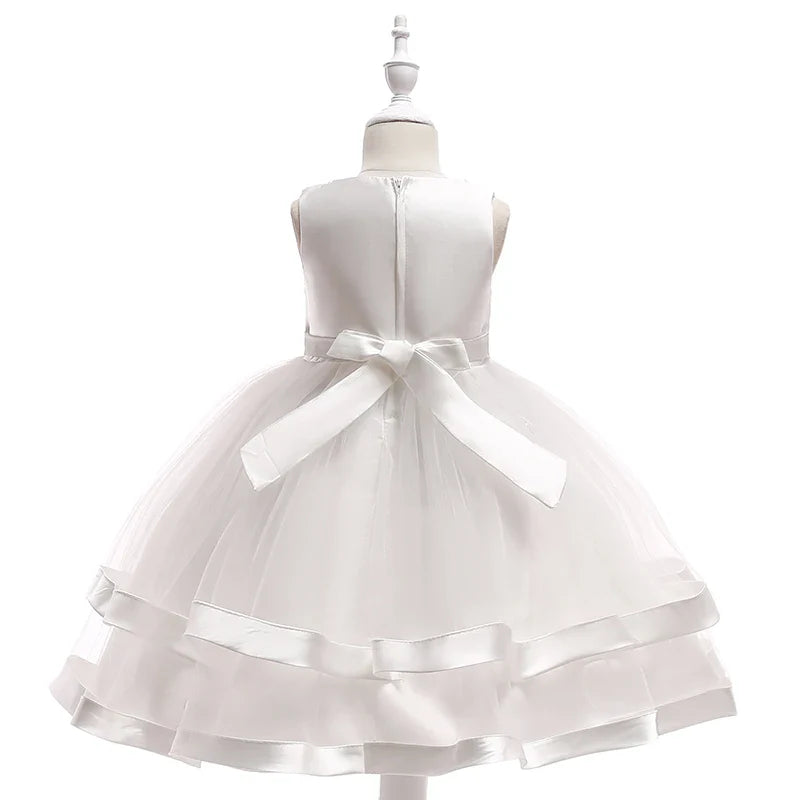 Summer Beading Girl Party Dress Christmas Costume Gala Bow Wedding Birthday Princess Dresses for Girls Baptism Prom Gown Vestido