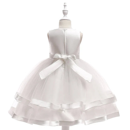 Summer Beading Girl Party Dress Christmas Costume Gala Bow Wedding Birthday Princess Dresses for Girls Baptism Prom Gown Vestido