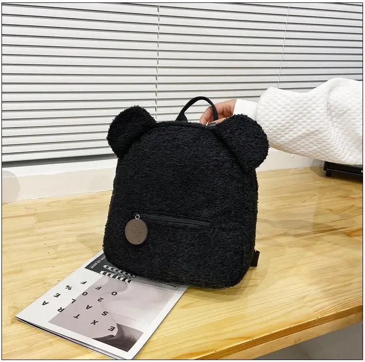 Cute Bear Plush Backpack Embroidered Name Autumn Winter Kids Outdoor Shoulder Bags Custom Personalized Children's Gift Bags