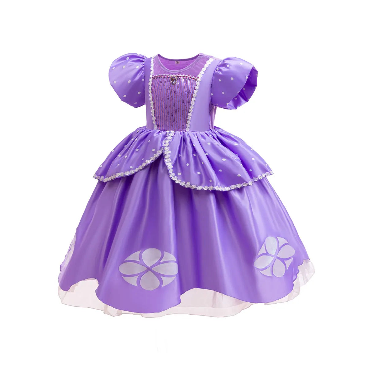 Sofia Princess Dress For Girl Summer Dress Birthday Carnival Party Sophia Sleeve Fluffy Ball Dress + Accessories
