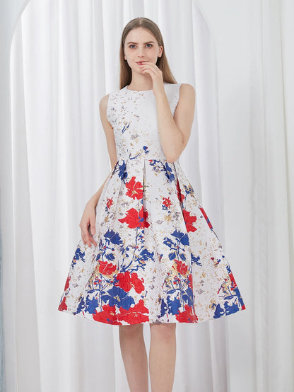 Women Elegant Fashion Flower Jacquard Dress Lady Clothing 2024 New Summer Ball Gowns Party Dresses Vestidos
