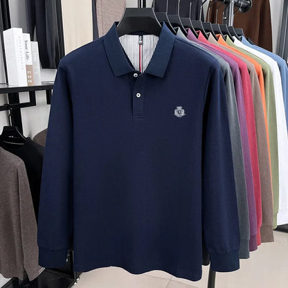 Spring and Autumn new men's long sleeved business casual fashionable comfortable POLO shirt exquisite brand embroidered golf top
