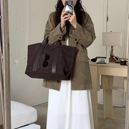 Vintage Suede Large Capacity Handbag Simple All-match Fashion Tote Bags Design Casual Top Handle Shoulder Bag For Women