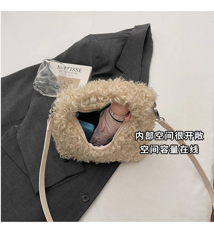 Plush Sweet Shoulder Bags for Women Cute Autumn and Winter 2025 New Versatile Fashion Large Capacity Women's Handbags