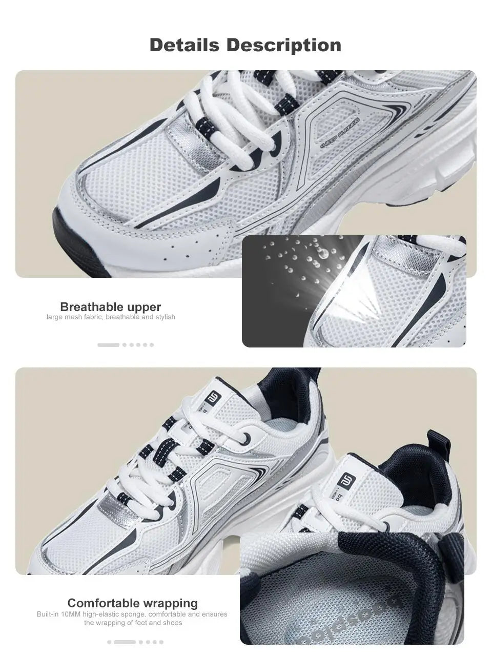 Women Running Shoes Lightweight Breathable Sport Shoes Female Comfort White Casual Sneakers Height Increase Cushioning